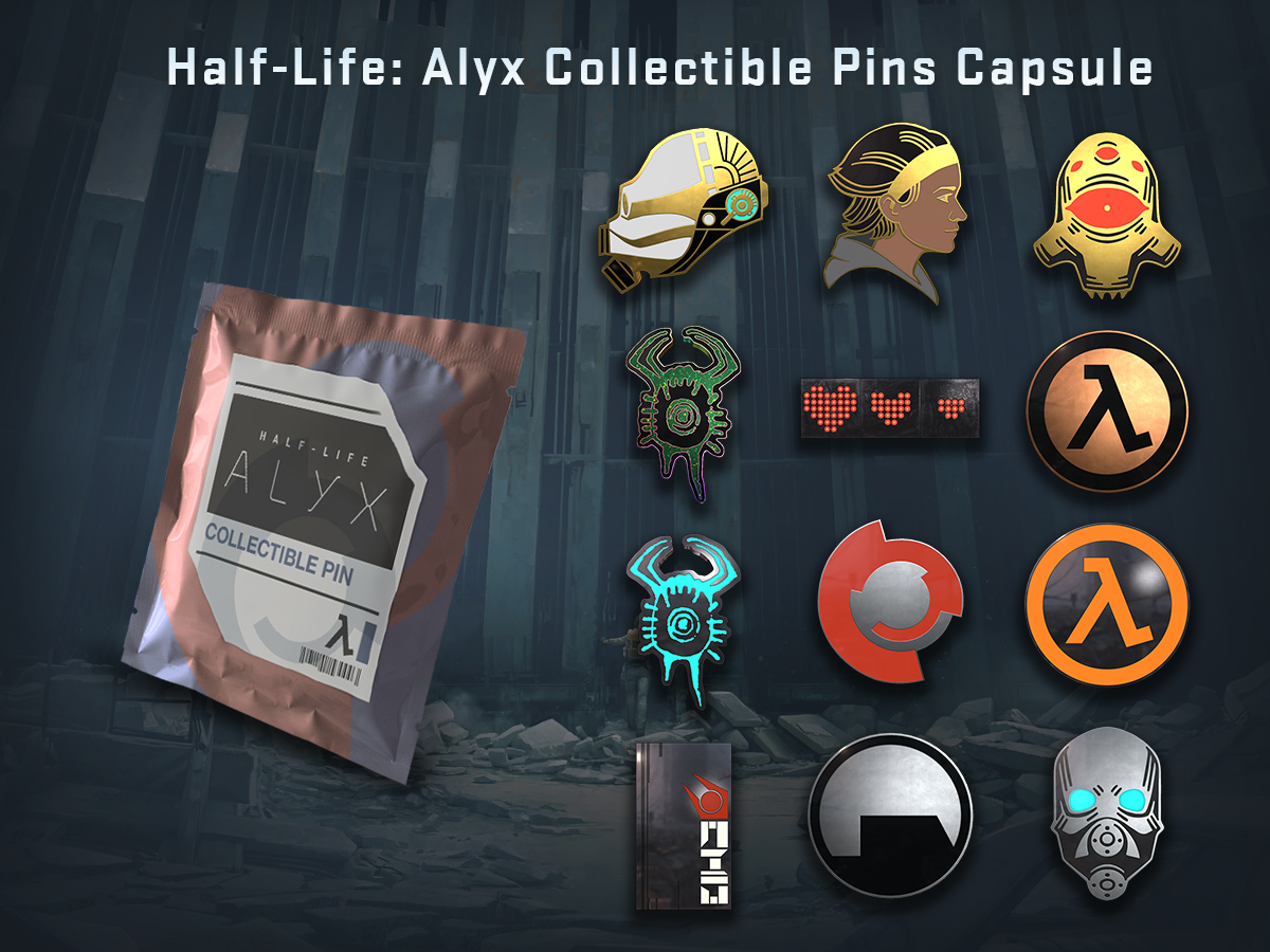 Капсула с Half-Life: Alyx колекционерски значки